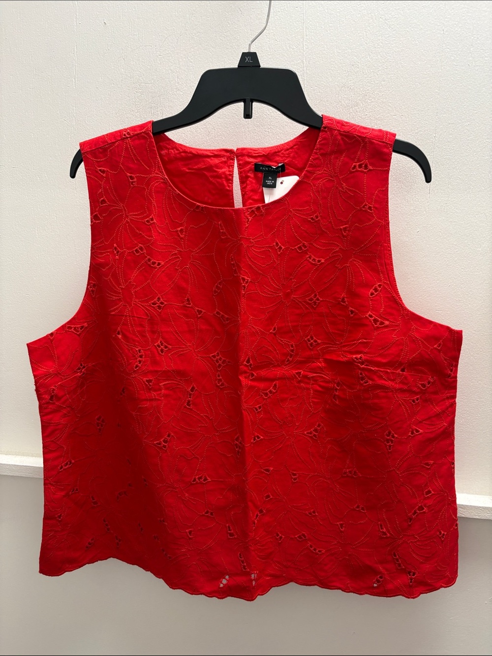 Ann Taylor Red Eyelet Sleeveless Camisole